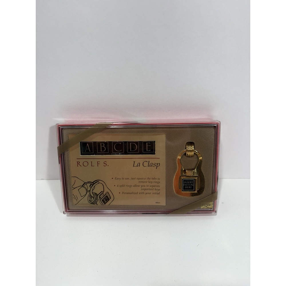 Vintage ROLFS Brass Keychain Keyfob Fob Art Deco Design- New In Giftbox